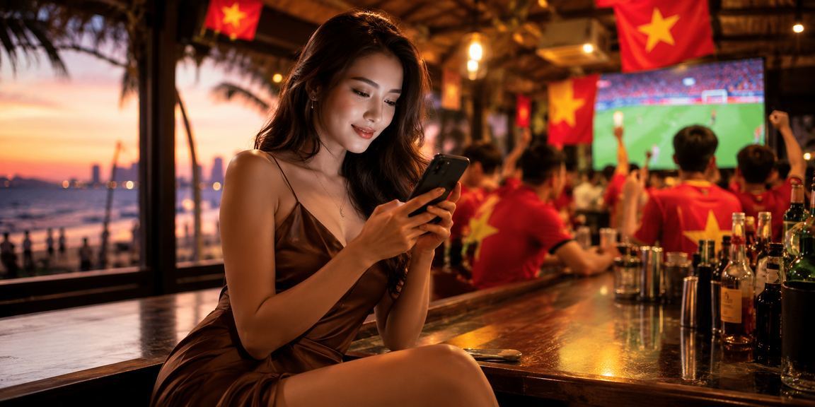 Người dùng tại Đà Nẵng xem giao diện giải trí trên điện thoại trong quán cà phê